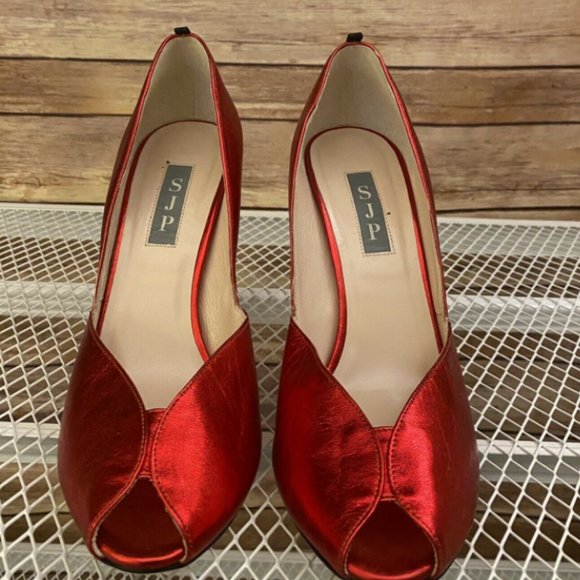 SJP by Sarah Jessica Parker Shoes - Sarah Jessica Parker by SJP Open Toe Pumps, Red SZ US 8